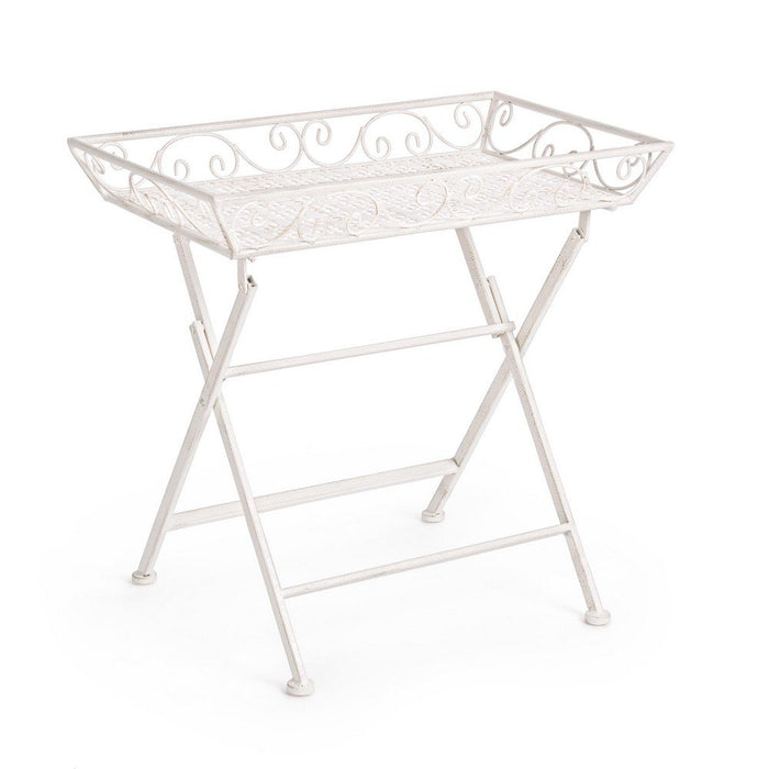 Set 2 Tavolini Rettangolari Acciaio Bianco Stile Rustico - IRENE