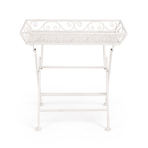 Set 2 Tavolini Rettangolari Acciaio Bianco Stile Rustico - IRENE