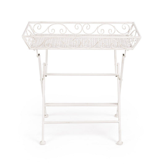 Set 2 Tavolini Rettangolari Acciaio Bianco Stile Rustico - IRENE