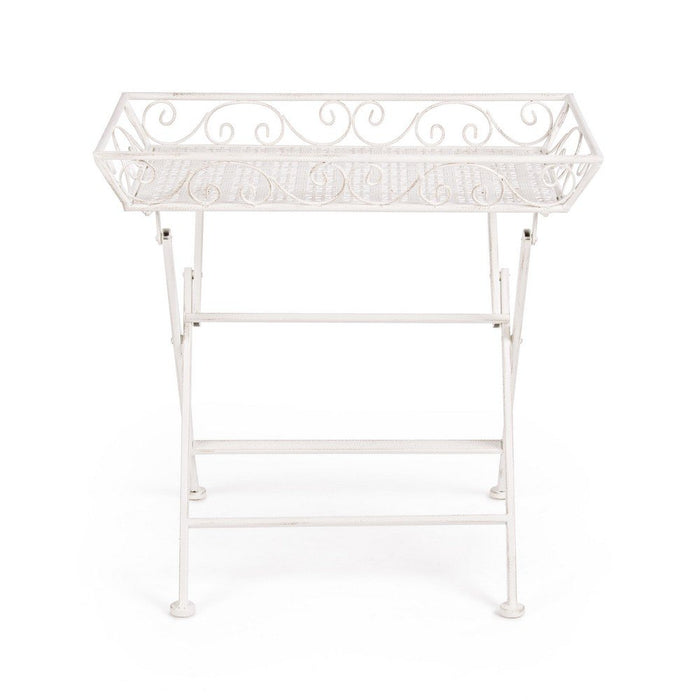 Set 2 Tavolini Rettangolari Acciaio Bianco Stile Rustico - IRENE