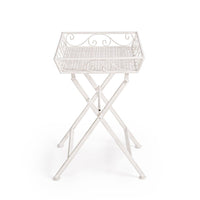 Set 2 Tavolini Rettangolari Acciaio Bianco Stile Rustico - IRENE