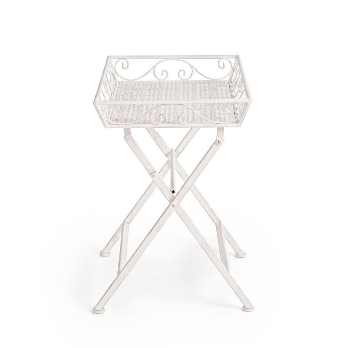 Set 2 Tavolini Rettangolari Acciaio Bianco Stile Rustico - IRENE