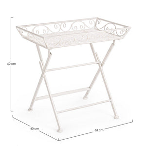 Set 2 Tavolini Rettangolari Acciaio Bianco Stile Rustico - IRENE