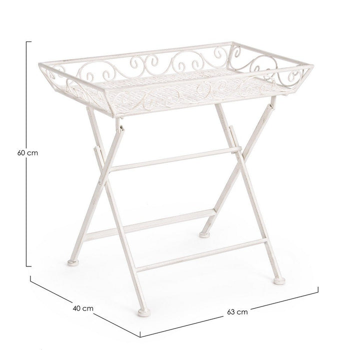 Set 2 Tavolini Rettangolari Acciaio Bianco Stile Rustico - IRENE
