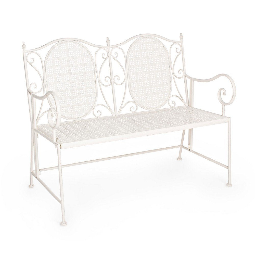 Panca 2 Posti Acciaio Bianco Vintage da Esterno - IRENE