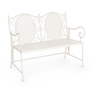 Panca 2 Posti Acciaio Bianco Vintage da Esterno - IRENE