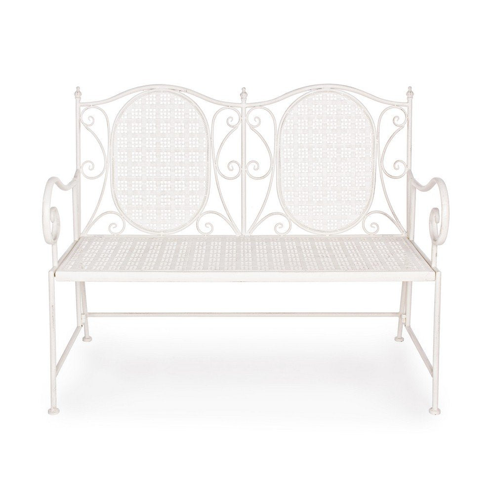 Panca 2 Posti Acciaio Bianco Vintage da Esterno - IRENE