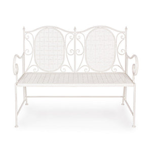 Panca 2 Posti Acciaio Bianco Vintage da Esterno - IRENE