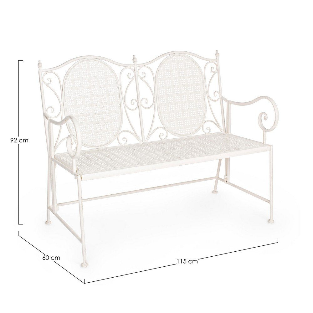 Panca 2 Posti Acciaio Bianco Vintage da Esterno - IRENE