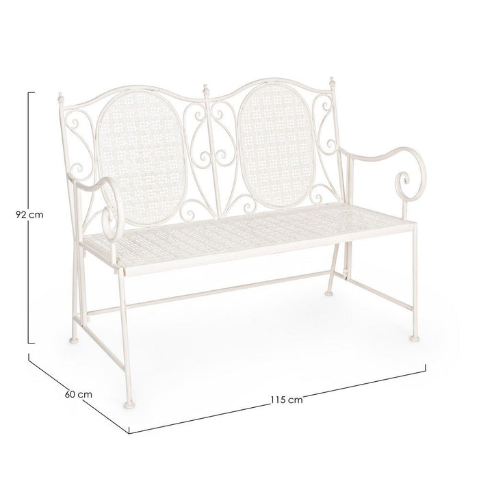 Panca 2 Posti Acciaio Bianco Vintage da Esterno - IRENE