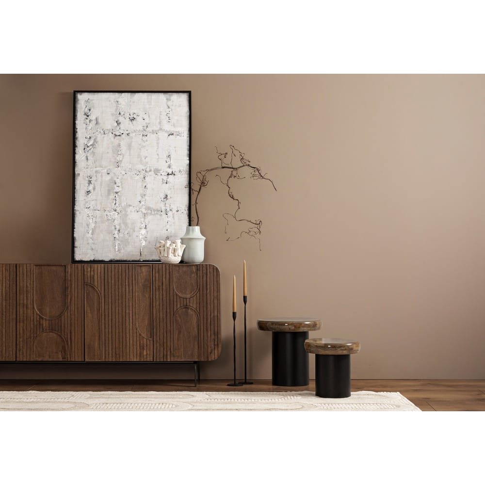 Tavolini Rotondi Legno Nero Moderni da Interno - HYBRID