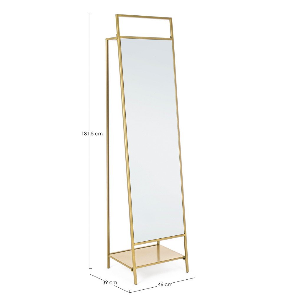 Specchio con Porta Abiti Acciaio Oro Moderno da Interno - HILL