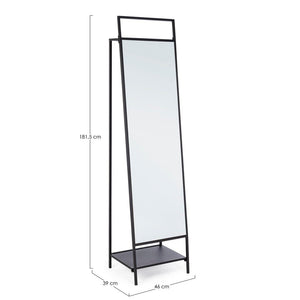 Specchio con Portabiti Acciaio Nero Moderno da Interno - HILL