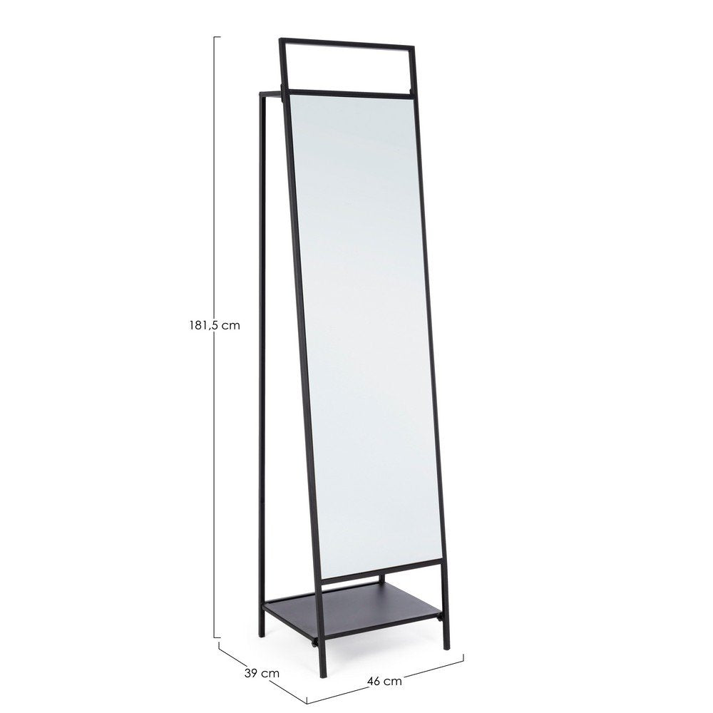 Specchio con Portabiti Acciaio Nero Moderno da Interno - HILL