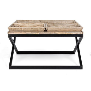 Tavolino Legno Marrone Industriale da Interno 90x90 - HAVEN