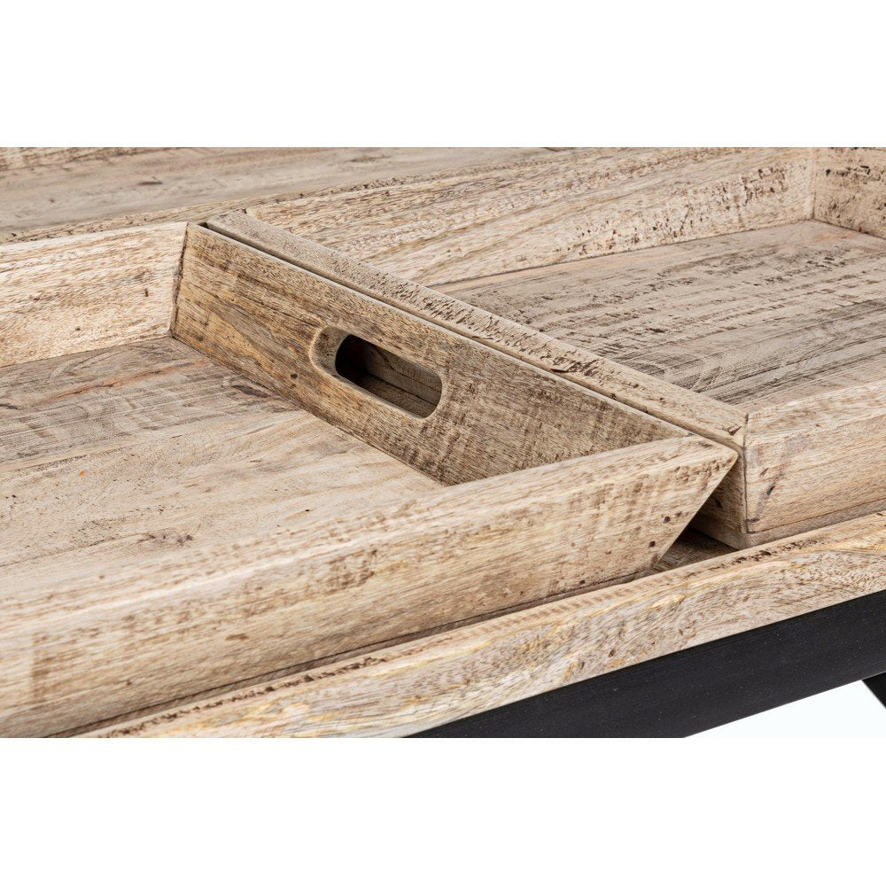 Tavolino Legno Marrone Industriale da Interno 90x90 - HAVEN