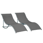 Set 2 Lettini Prendisole Pieghevoli 61x165x63 cm in Alluminio e Textilene Nero e Grigio Scuro