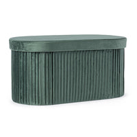 Set 2 Pouf Contenitore Velluto Verde Moderno da Interni - HARRIS Colore: Verde