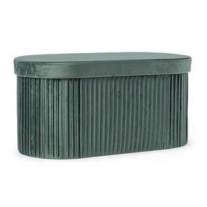 Set 2 Pouf Contenitore Velluto Verde Moderno da Interni - HARRIS Colore: Verde