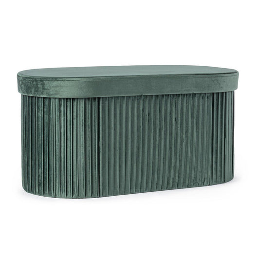 Set 2 Pouf Contenitore Velluto Verde Moderno da Interni - HARRIS Colore: Verde