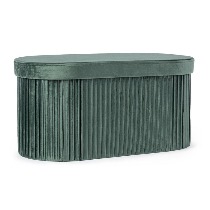 Set 2 Pouf Contenitore Velluto Verde Moderno da Interni - HARRIS Colore: Verde