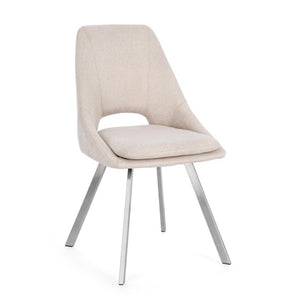 Set 2 Sedie Tessuto Grigio Moderno da Interno - GRIFFIN Colore: Beige