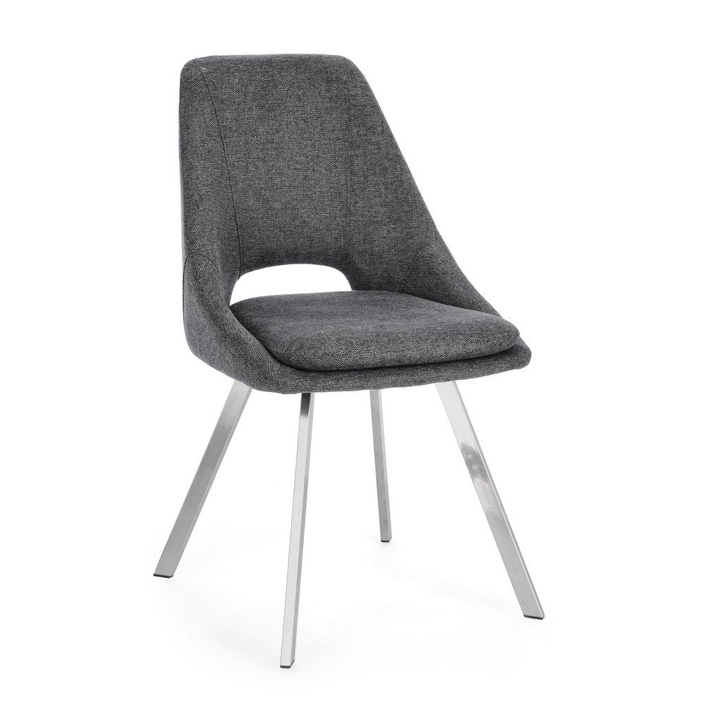 Set 2 Sedie Tessuto Grigio Moderno da Interno - GRIFFIN Colore: Grigio scuro