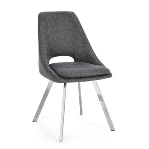 Set 2 Sedie Tessuto Grigio Moderno da Interno - GRIFFIN Colore: Grigio scuro