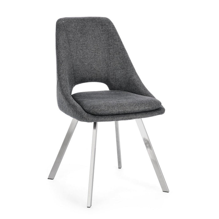Set 2 Sedie Tessuto Grigio Moderno da Interno - GRIFFIN Colore: Grigio scuro