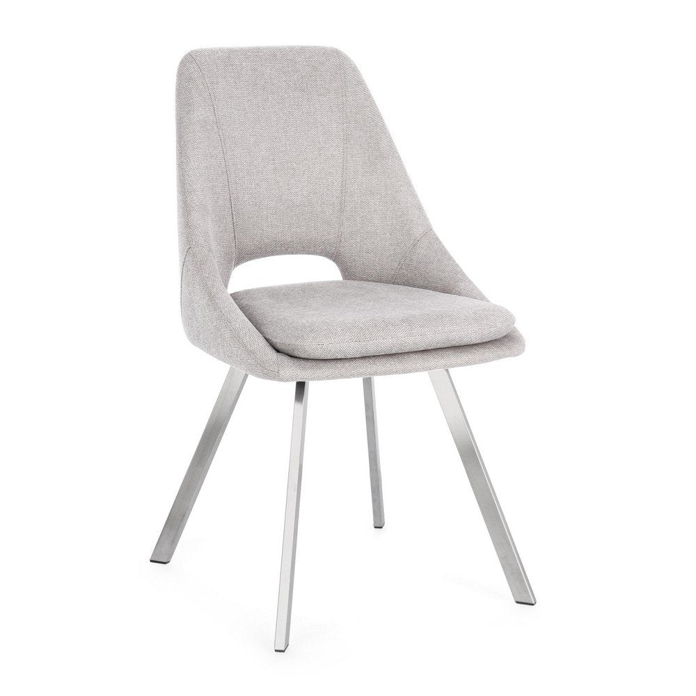 Set 2 Sedie Tessuto Grigio Moderno da Interno - GRIFFIN Colore: Grigio