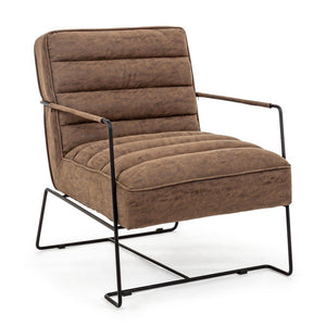 Poltrona Ecopelle Nera Moderna da Interno - GRANT Colore: Marrone