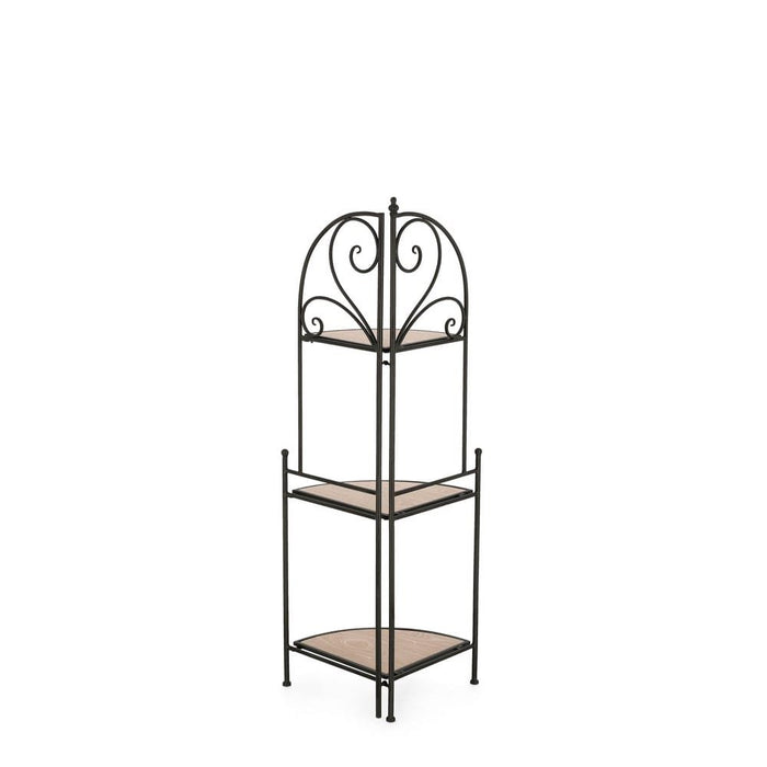 Angoliera 3 Piani Acciaio Nero Stile Rustico da Interno - GISELLE