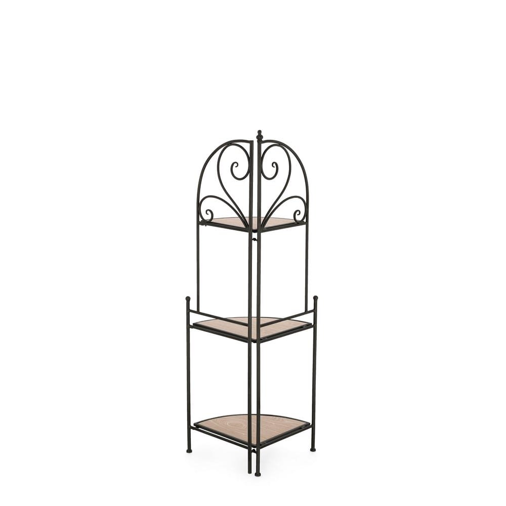 Angoliera 3 Piani Acciaio Nero Stile Rustico da Interno - GISELLE