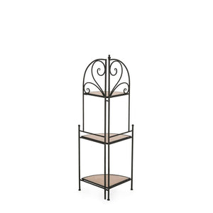 Angoliera 3 Piani Acciaio Nero Stile Rustico da Interno - GISELLE