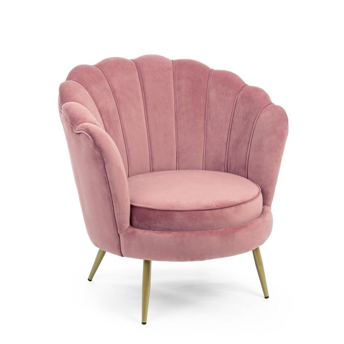 Poltrona in Velluto Grigio Moderno da Interno - GISELLE Colore: Rosa
