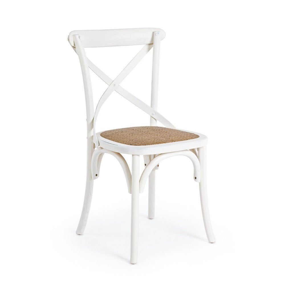 Sedia Legno Naturale Rustica da Interno - CROSS Colore: Bianco