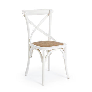 Sedia Legno Naturale Rustica da Interno - CROSS Colore: Bianco