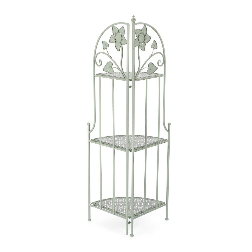 Angoliera 3 Piani Acciaio Verde Stile Rustico da Interno - GIANNA