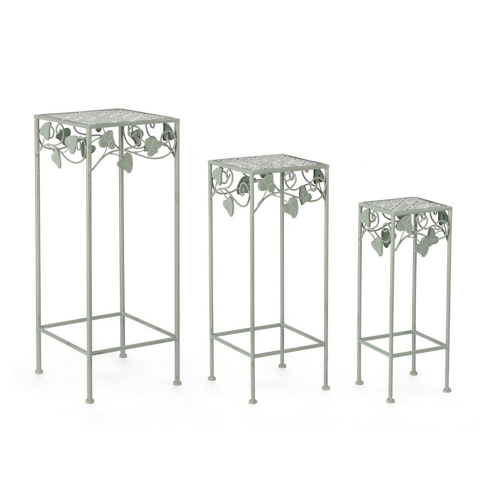 Set 2 Porta Fiori in Metallo Verde Rustico da Interno - GIANNA