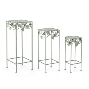 Set 2 Porta Fiori in Metallo Verde Rustico da Interno - GIANNA