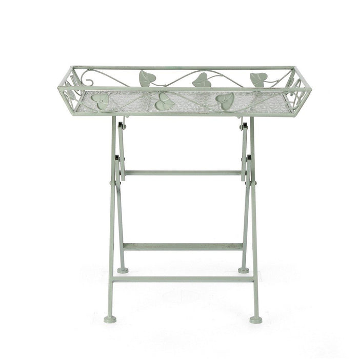 Set 2 Tavoli Rettangolari Acciaio Verde da Esterno - GIANNA