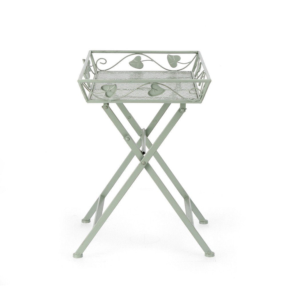 Set 2 Tavoli Rettangolari Acciaio Verde da Esterno - GIANNA