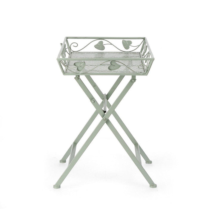 Set 2 Tavoli Rettangolari Acciaio Verde da Esterno - GIANNA