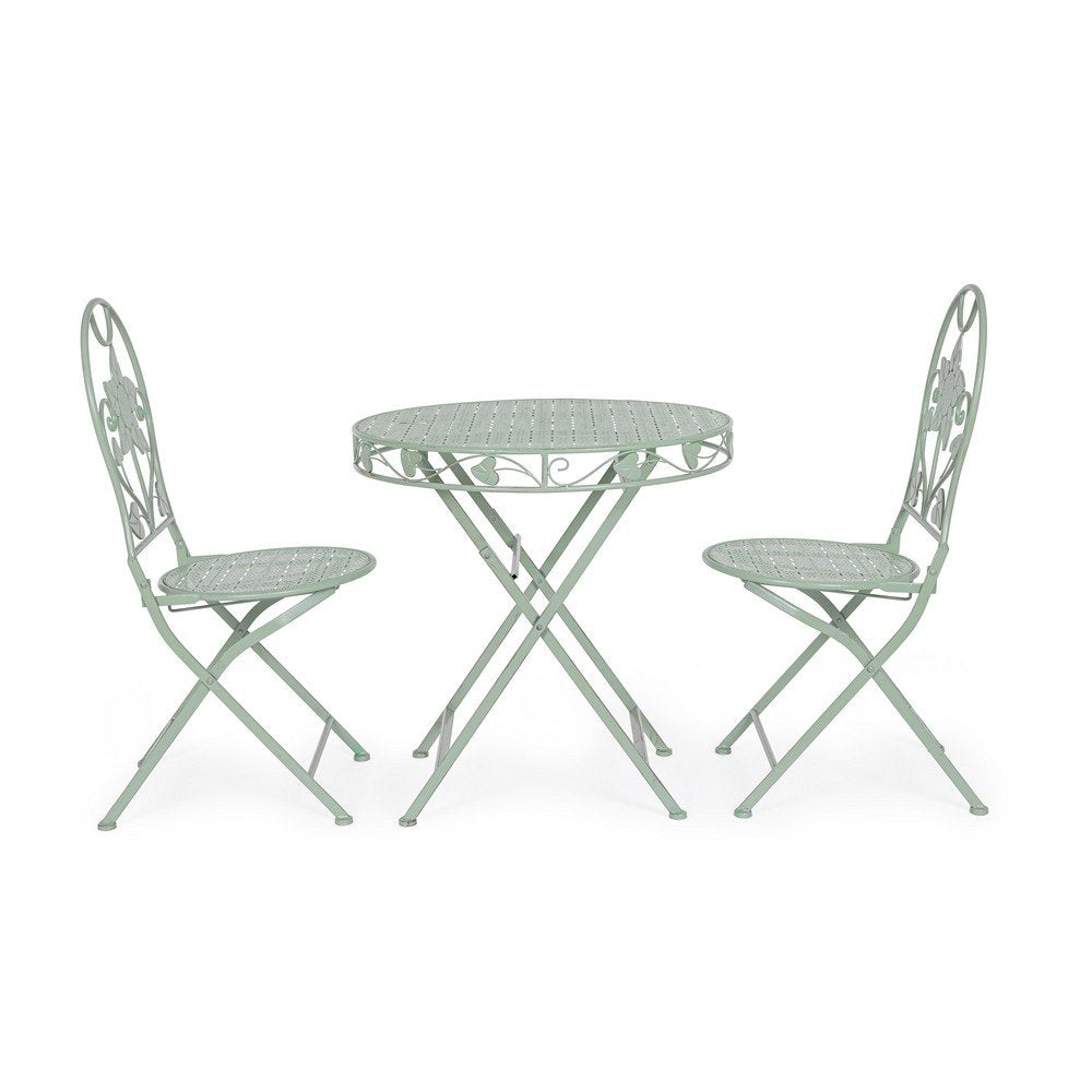 Set 2 Sedie Acciaio Verde Shabby da Esterno - GIANNA