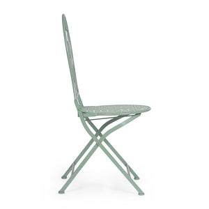 Set 2 Sedie Acciaio Verde Shabby da Esterno - GIANNA