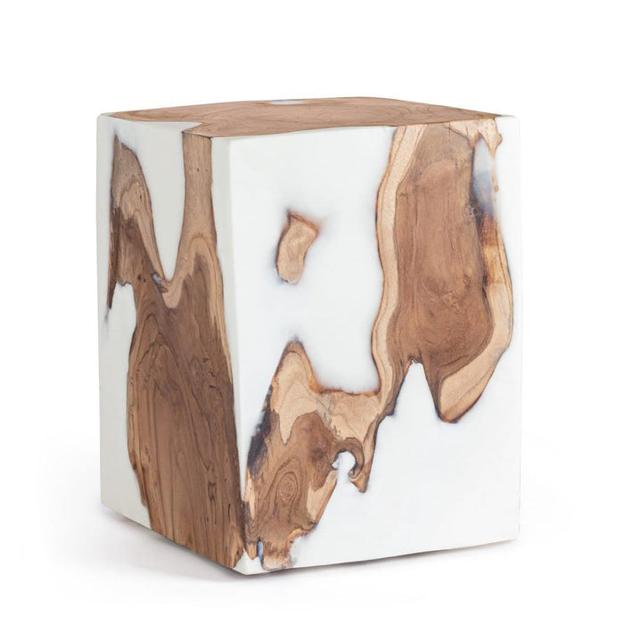 Tavolino in Teak Bianco Moderno da Interno 30x30 - FROSTY