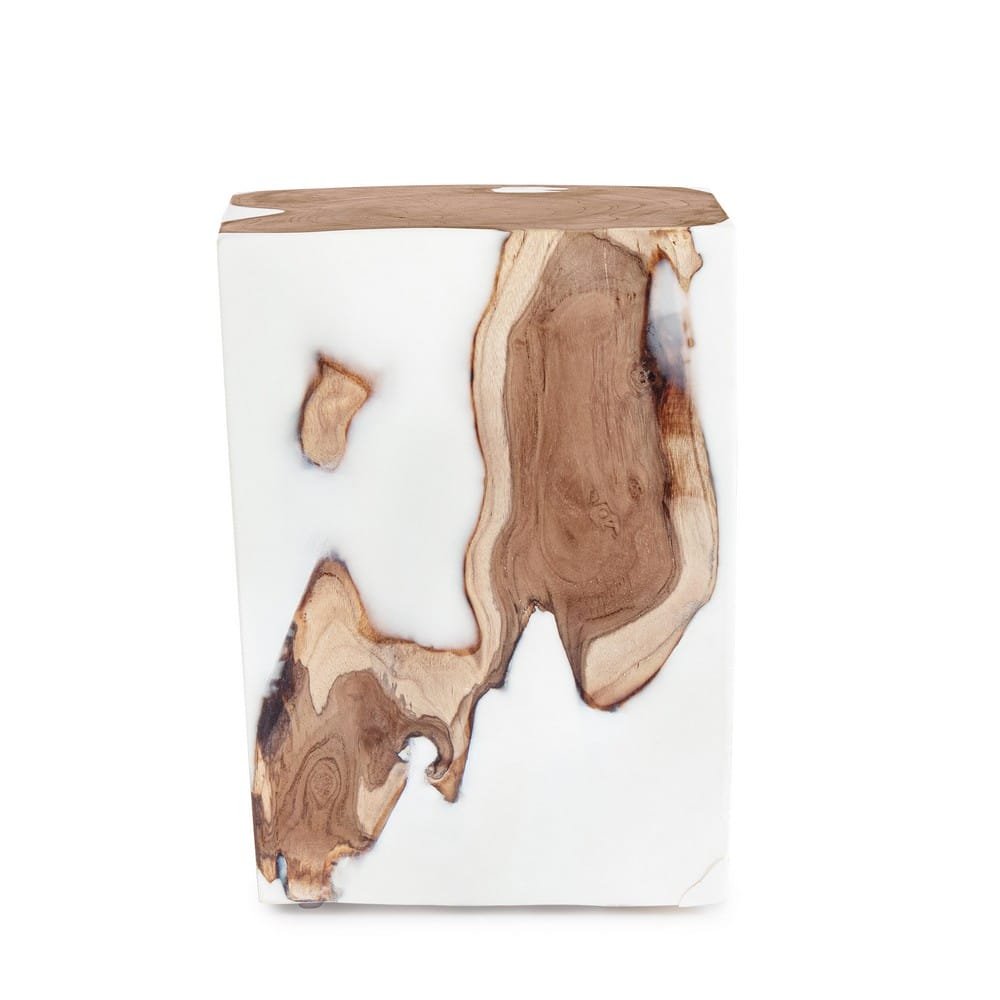 Tavolino in Teak Bianco Moderno da Interno 30x30 - FROSTY