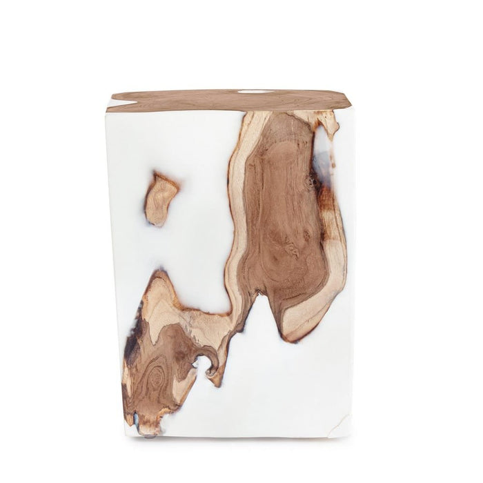 Tavolino in Teak Bianco Moderno da Interno 30x30 - FROSTY