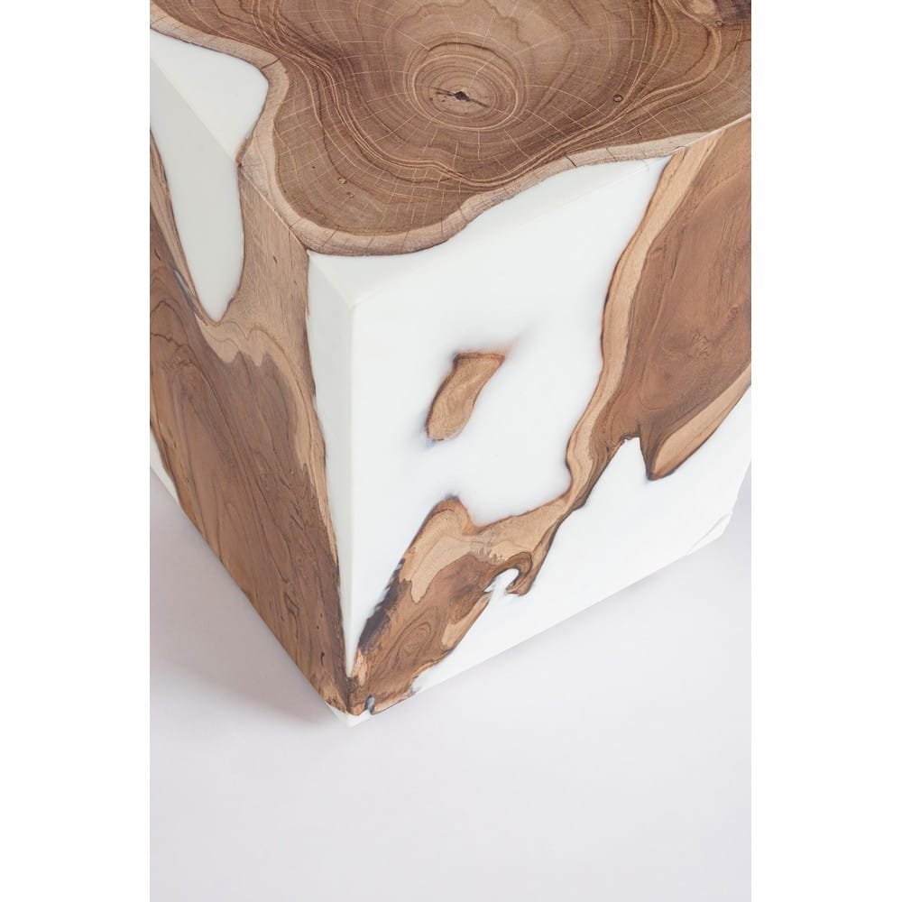 Tavolino in Teak Bianco Moderno da Interno 30x30 - FROSTY