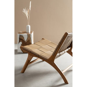 Tavolino in Teak Bianco Moderno da Interno 30x30 - FROSTY
